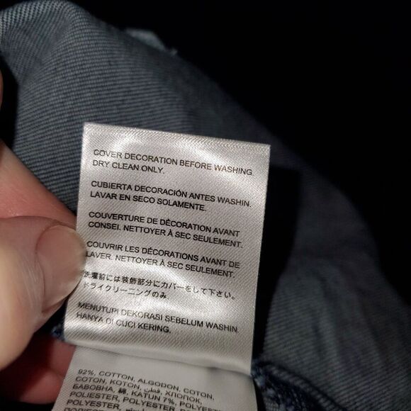 Bebe Embellished Cropped Denim Jacket | Pearl & Jewel Details | Fitted | M - Picture 9 of 10